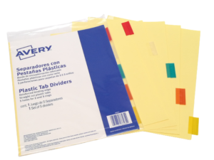 SEPARADORES PARA CARPETA DEL 1 AL 5 AVERY (AMARILLO)